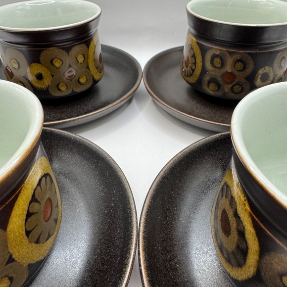 Denby Arabesque Short Coffee Cup and Saucer Set of 4. - Picture 6 of 13